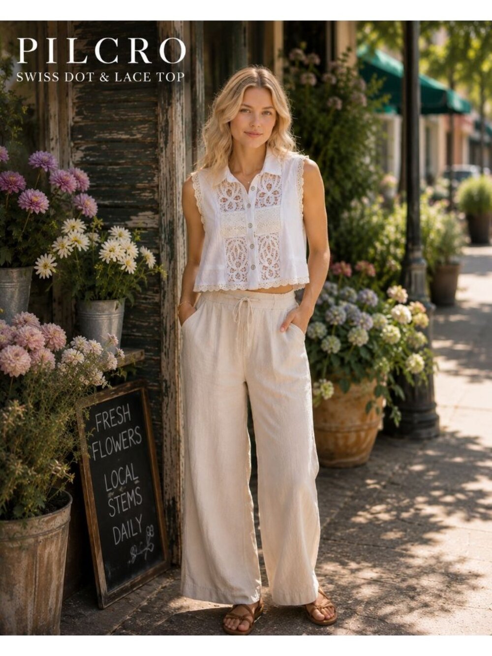 Pilcro Anthropologie Mixed Lace Swiss Dot Crop Peplum Top S